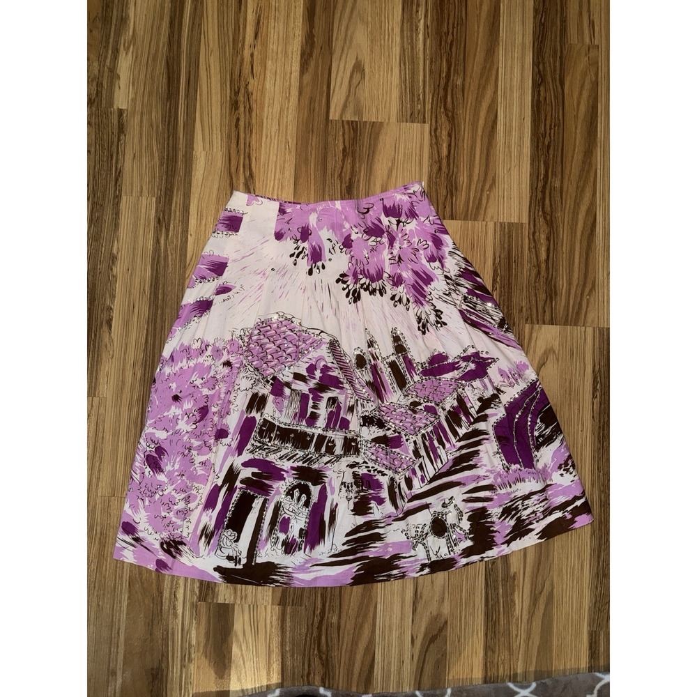 Bisou‎ Bisou Women's Sz 4 A Line Boho Cotton Skirt Sequins Pink White Purple